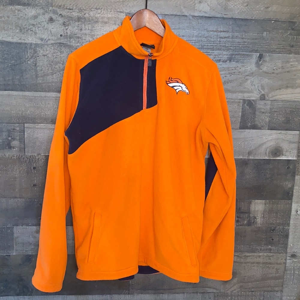 Orange Broncos Zip-Neck Fleece Sweatshirt